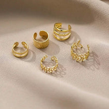 Load image into Gallery viewer, 5-Pieces: Golden Leaf Cutout Ear Clips