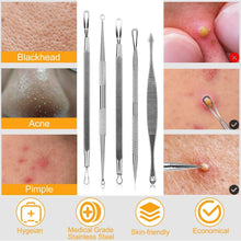 Load image into Gallery viewer, 5-Pieces Set: BlackHead Remover Kit Pimple Comedone Extractor Tool Set