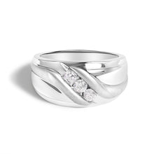 Load image into Gallery viewer, Men's .925 Sterling Silver 1/2 Cttw Diamond Channel Set 3-Stone Band Ring - Ring Size 10