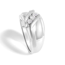 Load image into Gallery viewer, Men's .925 Sterling Silver 1/2 Cttw Diamond Channel Set 3-Stone Band Ring - Ring Size 10