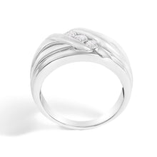 Load image into Gallery viewer, Men's .925 Sterling Silver 1/2 Cttw Diamond Channel Set 3-Stone Band Ring - Ring Size 10