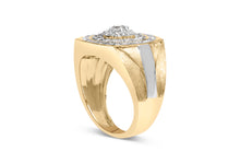 Load image into Gallery viewer, 10K Yellow Gold 1 1/2 Cttw Diamond Cluster and Halo Signet Mens Ring (K-L Color, I1-I2 Clarity) - Size 10