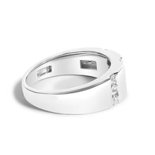 Load image into Gallery viewer, Men's .925 Sterling Silver 1/2 Cttw Diamond Triple Three Stone Row Band Ring (H-I Color, I1-I2 Clarity) - Ring Size 10