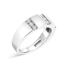 Load image into Gallery viewer, Men's .925 Sterling Silver 1/2 Cttw Diamond Triple Three Stone Row Band Ring (H-I Color, I1-I2 Clarity) - Ring Size 10