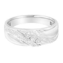 Load image into Gallery viewer, 10K White Gold 1/10 Cttw Diamond Men's Three Stone Channel Set Diamond Wedding Ring (I-J Color, I1-I2 Clarity) - Size 10