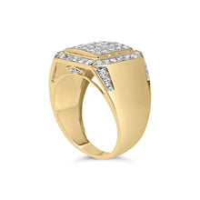 Load image into Gallery viewer, Men's 10K Yellow Gold 2 1/8 Cttw Diamond Composite Cluster Cocktail Ring Band