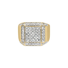 Load image into Gallery viewer, Men's 10K Yellow Gold 2 1/8 Cttw Diamond Composite Cluster Cocktail Ring Band