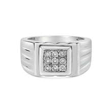 Load image into Gallery viewer, .925 Sterling Silver Diamond Accent Miracle-Set 9 Stone Ridged Band Gentlemen's Fashion Ring (I-J Color, I3 Clarity) - Size 10
