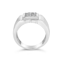 Load image into Gallery viewer, .925 Sterling Silver Diamond Accent Miracle-Set 9 Stone Ridged Band Gentlemen's Fashion Ring (I-J Color, I3 Clarity) - Size 10