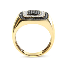 Load image into Gallery viewer, Men's 10K Yellow Gold 3/4 Cttw White and Black Treated Diamond Ring Band (Black / I-J Color, I2-I3 Clarity) - Size 10