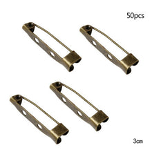 Load image into Gallery viewer, 50 Pcs/Lot 15 20 25 30 35 mm 40mm Brooch Clip Base Pin Safety Pin Brooch Set Blank Base For Jewelry Making Supplies Bar Pins Brooch Pin Backs Safety Clasp Gold and Silver Safety Pins