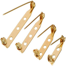 Load image into Gallery viewer, 50 Pcs/Lot 15 20 25 30 35 mm 40mm Brooch Clip Base Pin Safety Pin Brooch Set Blank Base For Jewelry Making Supplies Bar Pins Brooch Pin Backs Safety Clasp Gold and Silver Safety Pins