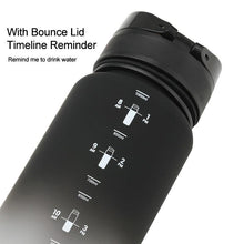 Load image into Gallery viewer, 500/1000ml Sport Water Bottle BPA Free With Bounce Lid Time Marker Leak-proof Frosted Plastic Cup for Outdoor Fitness Gym Motivational Sports Water Bottle with Time Marker Leakproof Drinking Bottle for Fitness Gym Outdoor Cycling Running Hiking