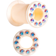 Load image into Gallery viewer, 2G Aurora Gem Flexible Peach Silicone Double Flare Tunnel Plug Set