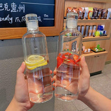 Load image into Gallery viewer, 500ml Glass Water Bottle with Time Marker Transparent Milk Cup Outdoor Sports Portable Leakproof Drink Bottle with Cup Sets Water Bottle Leak-proof Time Scale Print Transparent High Bottle for Office Water Bottle