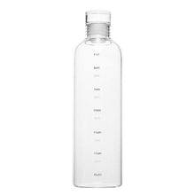 Load image into Gallery viewer, 500ml Glass Water Bottle with Time Marker Transparent Milk Cup Outdoor Sports Portable Leakproof Drink Bottle with Cup Sets Water Bottle Leak-proof Time Scale Print Transparent High Bottle for Office Water Bottle