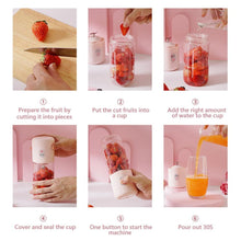 Load image into Gallery viewer, 500Ml Portable Blender 6 Blades Usb Rechargeable Fresh Fruit Juice Mixer Electric Shake Cup Cute Blender Smoothie Ice Crush Cup Electric Juicer Machines Stainless Steel Blade for Smoothies Lemon Orange Lime Fruit USB Rechargeable Mixer