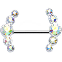 Load image into Gallery viewer, 14G 5/8 Aurora Gem Steel Round Quintent Nipple Barbell Set