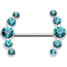 Load image into Gallery viewer, 14G 5/8 Aqua Gem Steel Round Quintet Nipple Shield Set