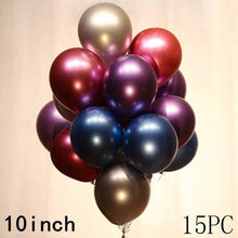 Load image into Gallery viewer, 50/15pcs 10inch Gold Silver Black Metal Latex Confetti Balloons For Wedding Decorations Birthday Party Decorations Bridal Showers Baby Showers