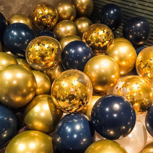 Load image into Gallery viewer, 50/15pcs 10inch Gold Silver Black Metal Latex Confetti Balloons For Wedding Decorations Birthday Party Decorations Bridal Showers Baby Showers