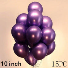 Load image into Gallery viewer, 50/15pcs 10inch Gold Silver Black Metal Latex Confetti Balloons For Wedding Decorations Birthday Party Decorations Bridal Showers Baby Showers