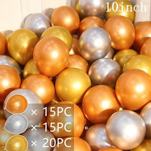 Load image into Gallery viewer, 50/15pcs 10inch Gold Silver Black Metal Latex Confetti Balloons For Wedding Decorations Birthday Party Decorations Bridal Showers Baby Showers