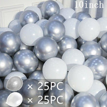 Load image into Gallery viewer, 50/15pcs 10inch Gold Silver Black Metal Latex Confetti Balloons For Wedding Decorations Birthday Party Decorations Bridal Showers Baby Showers