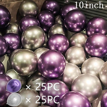 Load image into Gallery viewer, 50/15pcs 10inch Gold Silver Black Metal Latex Confetti Balloons For Wedding Decorations Birthday Party Decorations Bridal Showers Baby Showers