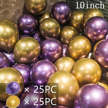 Load image into Gallery viewer, 50/15pcs 10inch Gold Silver Black Metal Latex Confetti Balloons For Wedding Decorations Birthday Party Decorations Bridal Showers Baby Showers