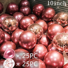Load image into Gallery viewer, 50/15pcs 10inch Gold Silver Black Metal Latex Confetti Balloons For Wedding Decorations Birthday Party Decorations Bridal Showers Baby Showers