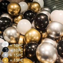 Load image into Gallery viewer, 50/15pcs 10inch Gold Silver Black Metal Latex Confetti Balloons For Wedding Decorations Birthday Party Decorations Bridal Showers Baby Showers