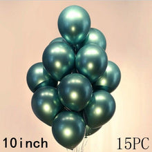 Load image into Gallery viewer, 50/15pcs 10inch Gold Silver Black Metal Latex Confetti Balloons For Wedding Decorations Birthday Party Decorations Bridal Showers Baby Showers
