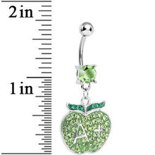 Load image into Gallery viewer, Green Gem Teacher Gets an Apple Dangle Belly Ring