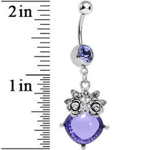Load image into Gallery viewer, Purple Gem Luminous Orb Victorian Roses Dangle Belly Ring