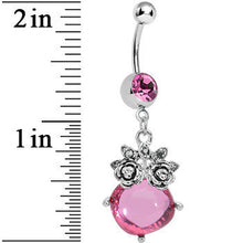 Load image into Gallery viewer, Pink Gem Luminous Orb Victorian Roses Dangle Belly Ring