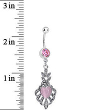 Load image into Gallery viewer, Pink Gem Royal Pink Heart Dangle Belly Ring