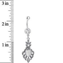 Load image into Gallery viewer, Clear Gem Royal White Heart Dangle Belly Ring