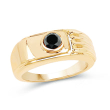 Load image into Gallery viewer, 14K Yellow Gold Plated 0.25 Carat Genuine Black Diamond .925 Sterling Silver Ring