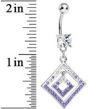 Load image into Gallery viewer, Clear Gem Double Clear and Purple Paved Diamond Dangle Belly Ring