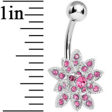 Load image into Gallery viewer, Pink Gem 3D Dazzle Flower Belly Ring