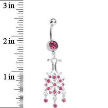 Load image into Gallery viewer, Pink Gem Symmetrical Star Flower Dangle Belly Ring