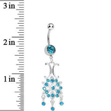 Load image into Gallery viewer, Aqua Gem Symmetrical Star Flower Dangle Belly Ring