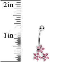 Load image into Gallery viewer, Pink Gem Trio of Flowers Belly Ring