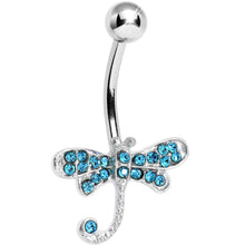 Load image into Gallery viewer, Aqua Gem Lazy Dragonfly Belly Ring