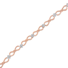 Load image into Gallery viewer, 10K Rose Gold 1/2 cttw Diamond Cluster and Infinity Weave Link Bracelet (H-I Color, I2-I3 Clarity) - Size 7"