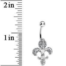 Load image into Gallery viewer, Crystalline Gem Paved Fabulous Fleur De Lis Belly Ring