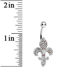 Load image into Gallery viewer, Aurora Gem Paved Fabulous Fleur De Lis Belly Ring