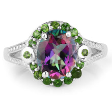 Load image into Gallery viewer, 3.92 Carat Genuine Mystic Quartz& Chrome Diopside .925 Sterling Silver Ring