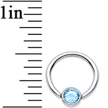 Load image into Gallery viewer, 16G 5/16 Aqua Gem Titanium BCR Captive Ring 4mm Flat Disc